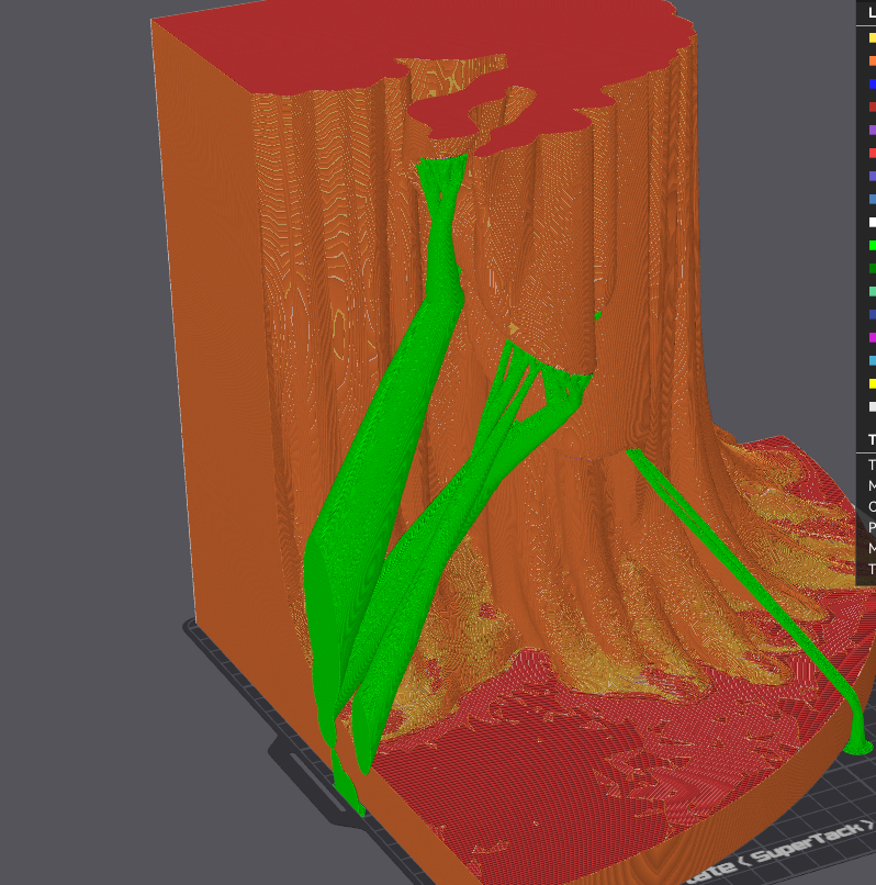 TripleGWorkshop's tweet photo. Anyone else notice that the newer versions of #bambuslicer create impossible supports? @BambulabGlobal https://t.co/EBKYkAQl4Q