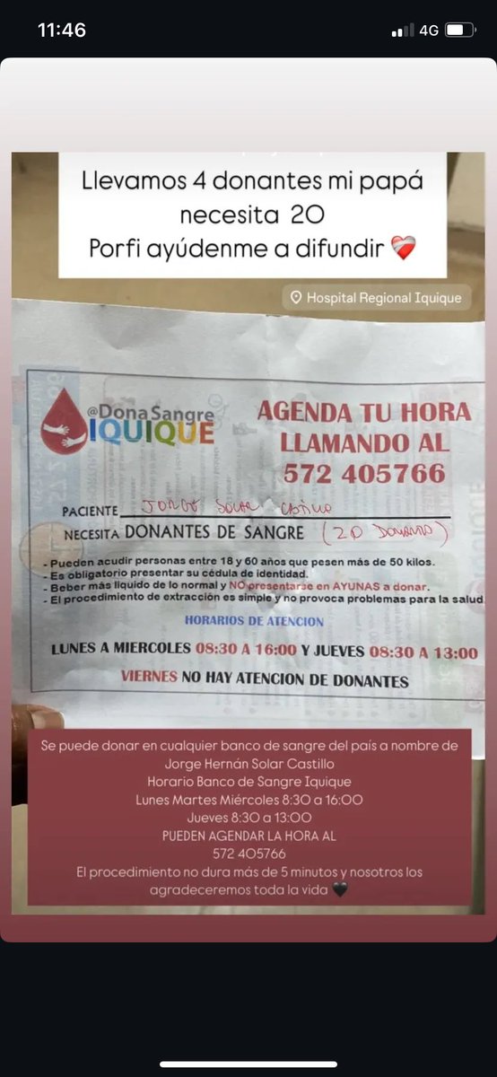 mssmaca's tweet photo. Favor compartir y si puede vaya a donar para ayudar al papi de mis queridas ❤️ @nelita @rociodelmal https://t.co/UqCztg2oUU