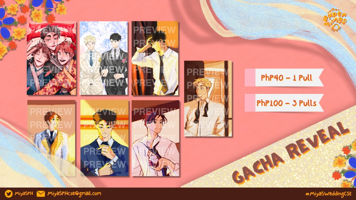 Miya5PH's tweet photo. 💌 GACHA PHOTOCARDS 💌

There are many fish in the sea. 🐠🪼

Wanna try and see if you can be lucky enough and get who you want? Then visit the gacha booth on the day of the event! There is a 14.29% chance for you to get the photocard you want ~ 👀

#Miya5WeddingCSE https://t.co/uQ9lsJUsTS