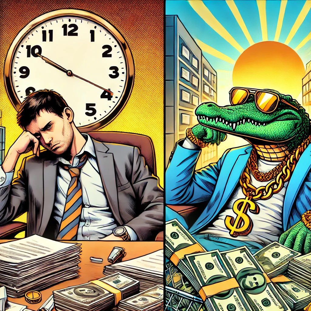 CROCOBOSS_'s tweet photo. 😴 Ordinary people: work for pennies, wait for Friday, dream of retirement.
🐊 CROCOBOSS: doesn’t even move but makes X100 while they waste life in an office.

Your choice: keep working for a boss or join Telegram and become one. 🔥

👉 https://t.co/57l856ILJO

#CROCOBOSS #NPCJob https://t.co/4UJNd0FPoV