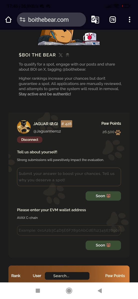 Jaguarmen12's tweet image. YENİ HEDEF İLK 100 🎯 $BOI
Küçük hesaplı arkadaşlar beğeni yorum RT atın TAKİP EDİN !
Herkes birbirine destek olsun.
Herkese dönüş yapacağım
@Boithebear
$BOI 🔹#BOI
