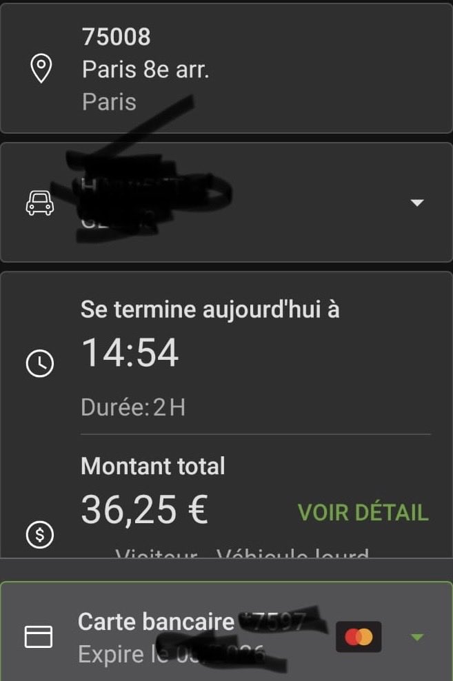 36,25€ pour stationner 2h dans les rue de Paris. Merci Anne H. 😵‍💫