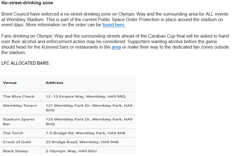 *Important Wembley Information*
