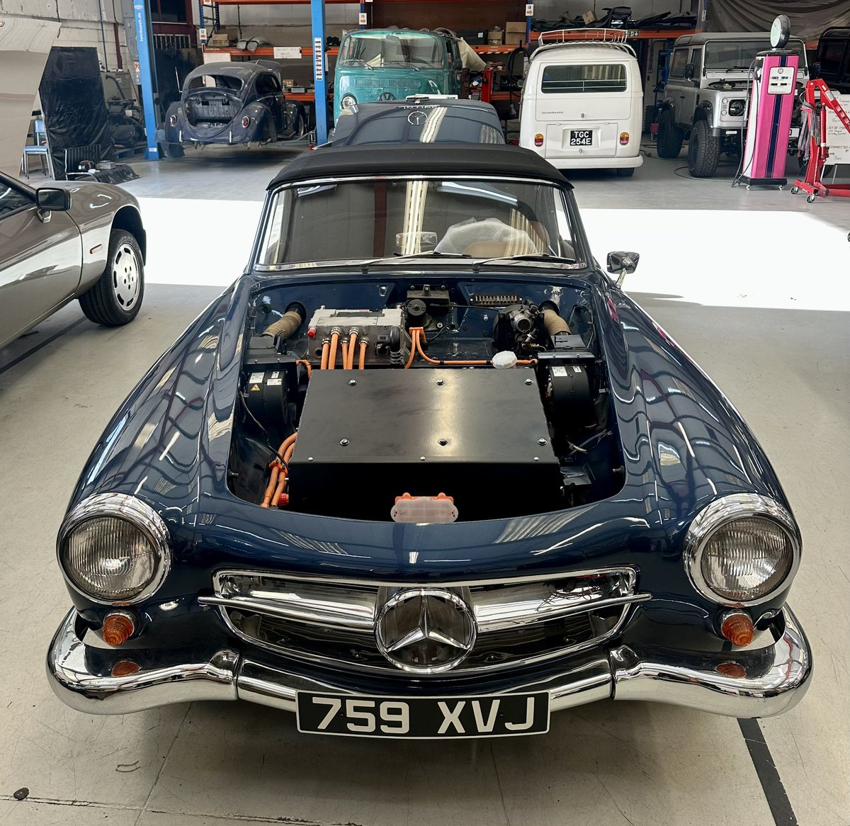 This drop dead gorgeous Mercedes 190SL is nearly ready to turn its wheels under the power of electrons for the first time. 😍⚡️👌 <a href="/Electric190SL/">Electric Mercedes 190SL</a>  #mercedesbenz #mercedes190sl #mercedes #electricmercedes