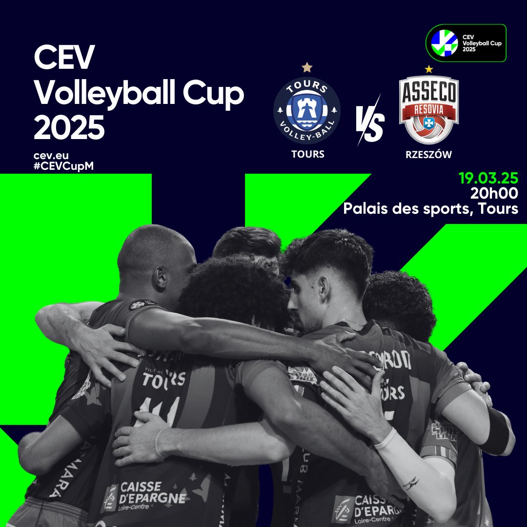 Le TVB a besoin de VOUS pour décrocher une place en finale de CEVCup ! 💙🔥

🏐 CEV Cup – Demi-finale retour 🏆
📅 Mercredi 19 mars
🕗 20h00
📍 Palais des sports Tours
📺 Diffusé sur beIN SPORTS 2 (Live dès 19h40)
🎟️ La billetterie est ouverte : lnvtv.com
#cevcupm