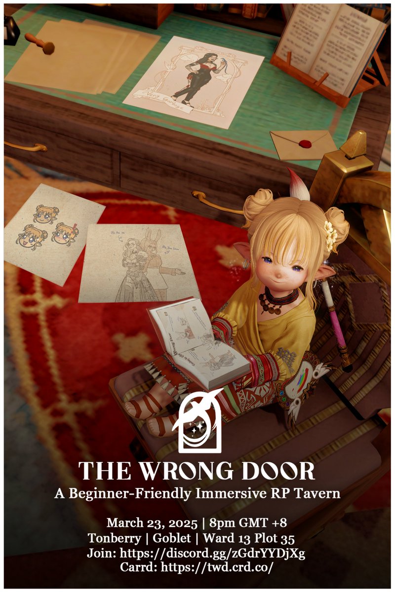 Hello from the brand new Tavern Artist! #WrongDoorXIV

Super excited to start offering art services at the cosiest @wrongdoorxiv, find the samples here: twd.crd.co/#yun-portfolio

Pre-booking for Sketch pieces are opening on Monday, 17 Mar 3pm GMT+8! 💛