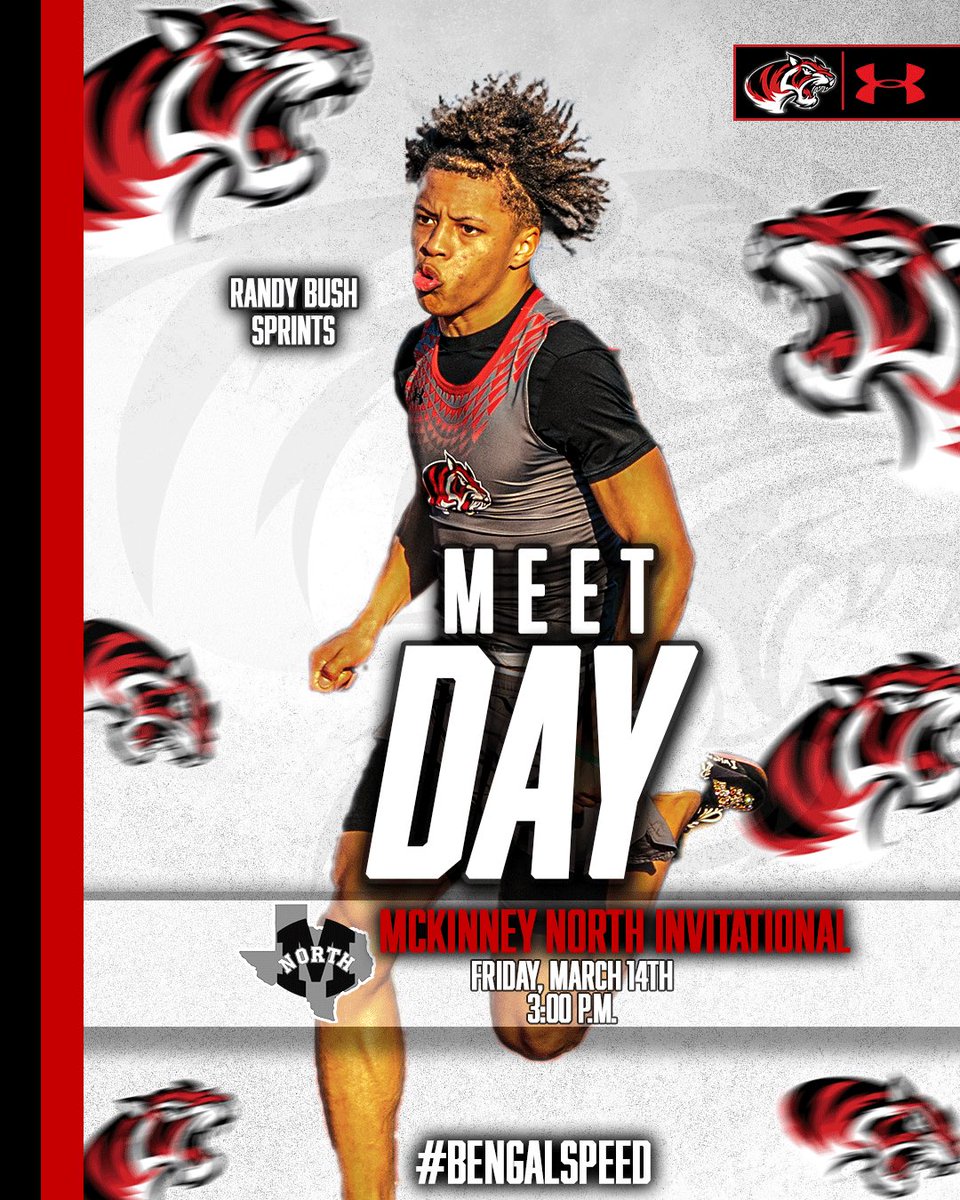 BraswellTF's tweet photo. 🚨𝐌𝐄𝐄𝐓 𝐃𝐀𝐘! 
🕒 | 3:00 P.M.
🏟️ | Ron Poe Stadium 
📍 | McKinney, TX

#BengalSpeed 🐅 💨 https://t.co/iAbqTxij56
