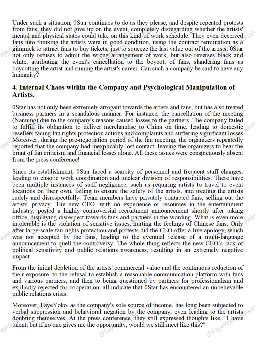 FY_SolarHalo_CN's tweet photo. Given that 0Star’s press conference yesterday inhumanely dragged innocent artists into the public controversy, used their privacy as a gimmick to attract media attention, and discredited the long-term efforts of fans by portraying them as detrimental to the artists’ careers, shifting the conflict onto the artists and causing them secondary harm, Halo cannot stand idly by.

We have carefully compiled and refuted the false claims made by 0Star during the press conference and hope to present the truth to everyone through this official statement. Please help spread the word and use this article to counter misinformation and clarify the facts.
The whole industry should beware of such malicious companies.

NINESTAR IS LYING
#FansAreNotFools