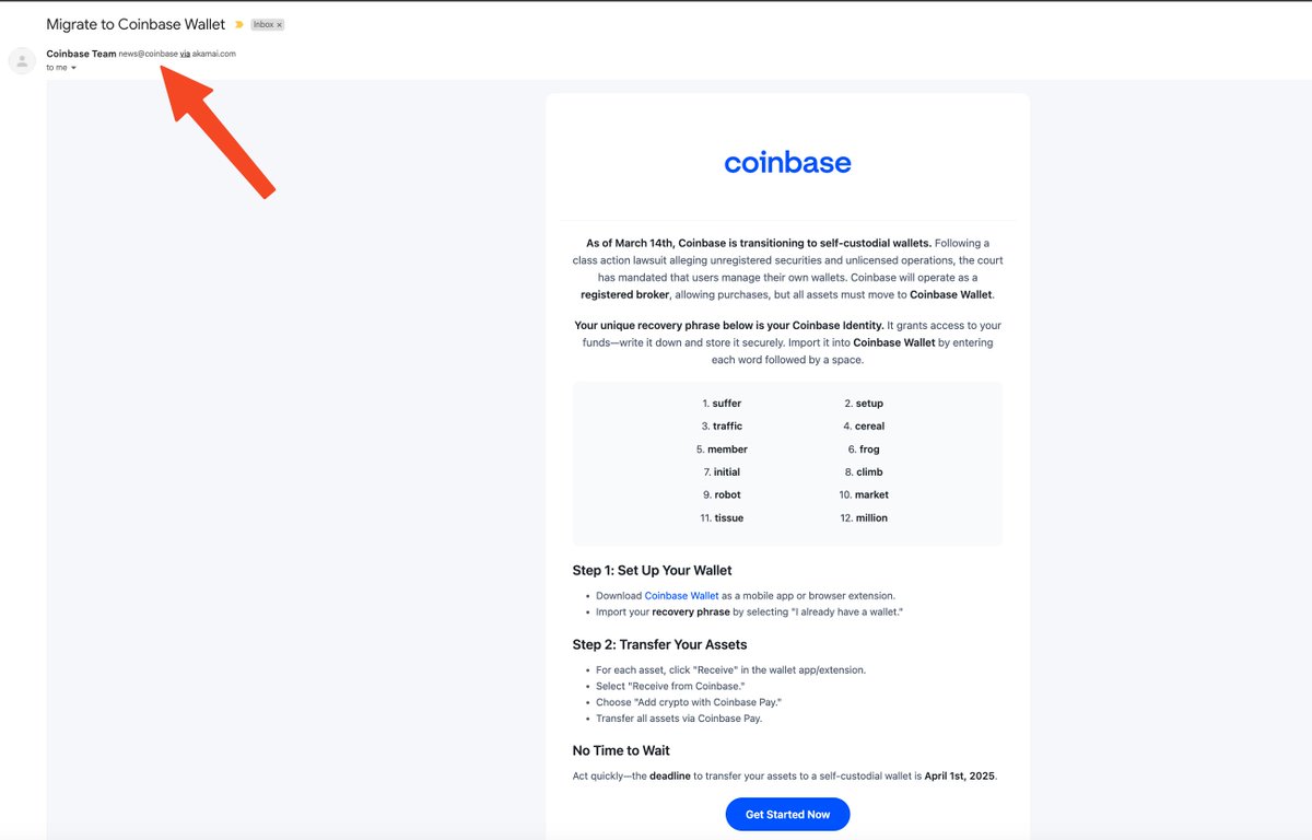 Wow --- has to be one of the better phishing email attempts I've seen in a while <a href="/coinbase/">Coinbase 🛡️</a> #phish