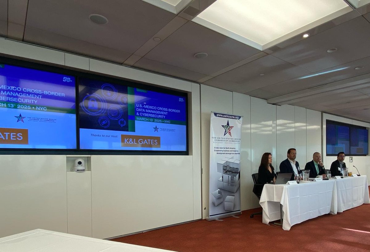 usmcocne1's tweet photo. Thank you to our great panelists: Andrés Velázquez - MaTTica, Alejandro Mendiola Díaz - Nader, Hayaux &amp; Goebel, Guillermo Christensen - K&amp;L Gates and moderador: Maria Caceres-Boneau - K&amp;L Gates in a discussion on "U.S.-Mexico Cross-border Data Management and Cybersecurity" https://t.co/odMOpimLvY