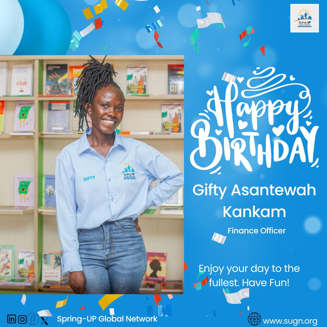 SUGNetwork's tweet photo. Happy birthday to our Finance Lead. 

Your dedication and hard work keep our NGO running smoothly, and we are so grateful for everything you do. May your special day be filled with joy, laughter, and all the things you love.

#sugn  #springupglobalnetwork #sdg4  #happybirthday https://t.co/xyt1Xr2Ck4