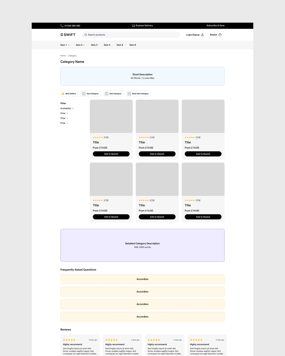 GregOutram's tweet photo. This is exactly how you should design your collection page for SEO.

Collection Title
Short Description
Quick Category Links
Product Grid & Filter
Detailed Description
FAQs
Featured Reviews

Most collection pages never rank on Google because they only have a title and a product grid - the bar is genuinely so low.