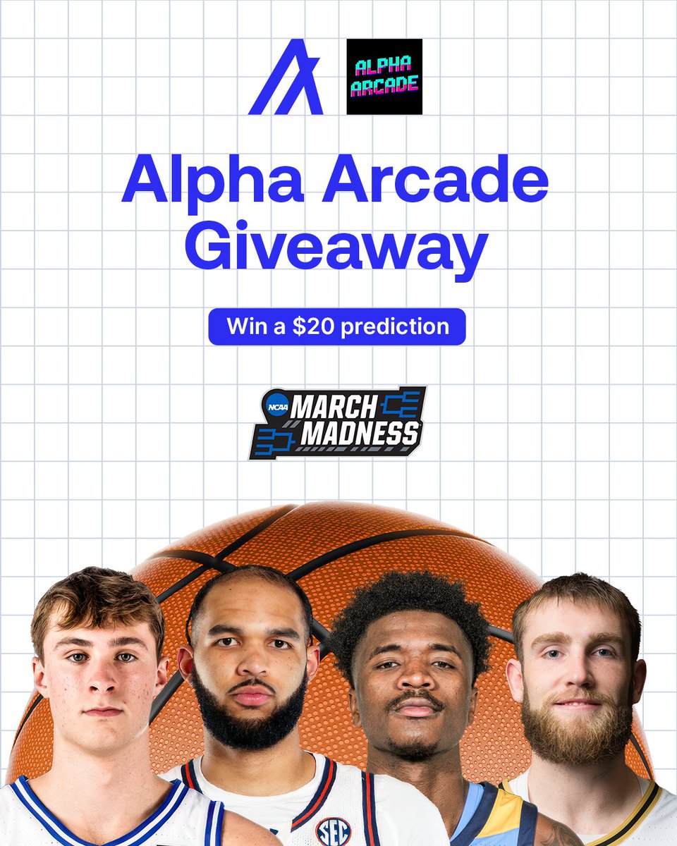 AlgoFoundation's tweet photo. #MarchMadness Giveaway with @alphaarcade 🏀

Win one of 50 x $20 predictions 🔮

1. Follow @alphaarcade
2. Pick a team from the list below
3. Opt into the asset ID for your pick on @PeraAlgoWallet
4. Reply with your pick and wallet address 👇 https://t.co/rsgyrbU0UN