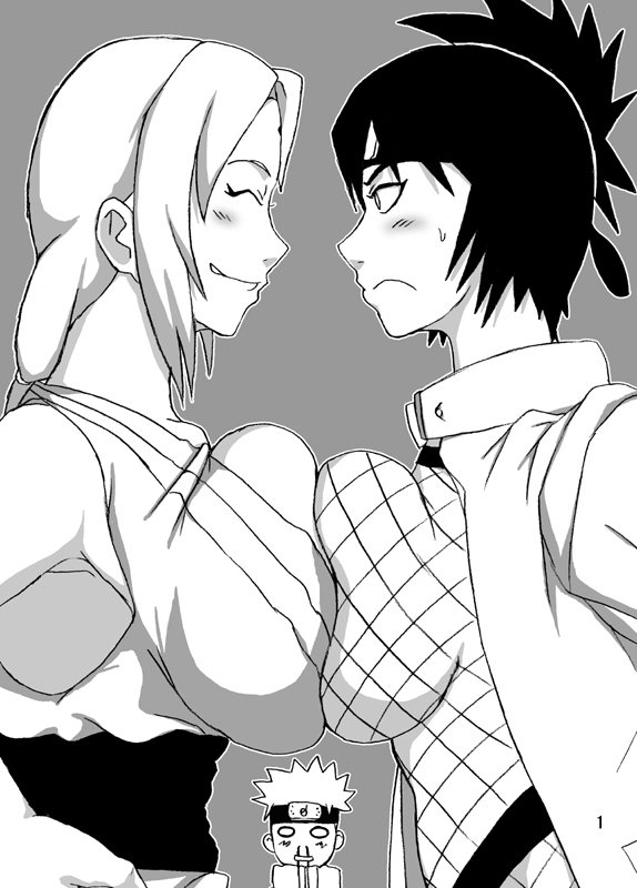 昔の絵のリメイクです!巨乳忍者対決!! 