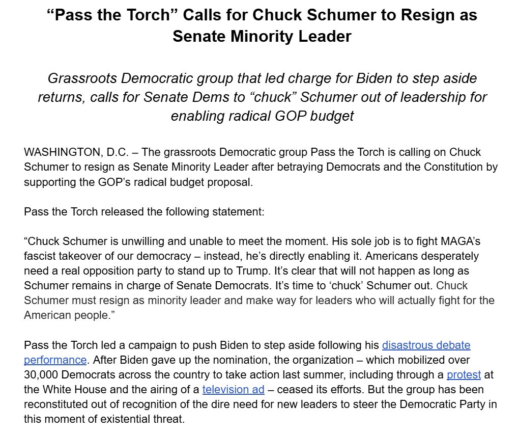 Pass the Torch is back with a new message: It's time to 'chuck' Chuck Schumer.