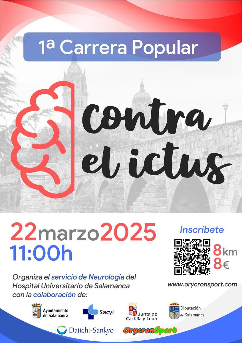 Primera carrera popular 
CONTRA EL ICTUS organiza servicio de neurología del Hospital universitario de Salamanca🙌🙌🙌🏃🏻‍♀️‍➡️🏃🏼‍♀️‍➡️🏃🏼‍♂️‍➡️🏃🏻‍♂️‍➡️🧠