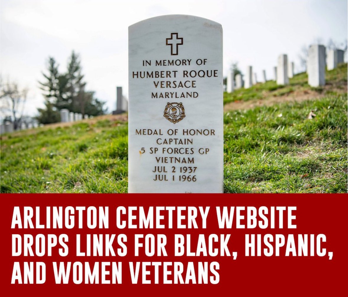 Insane….Arlington National Cemetery took down links to lists of notable graves, walking tours and educational material pertaining to Black, Hispanic and women veterans, as well as some Medal of Honor recipients taskandpurpose.com/news/arlington…

Care to comment: <a href="/PeteHegseth/">Pete Hegseth</a> @DODResponse