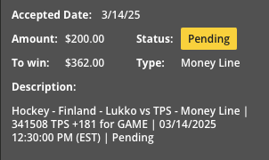 thedaybettor's tweet image. Quick $24 with @OddsJam mobile alert, locking in risk-free $ (fully limited).
Lukko Rauma Moneyline - Win $362 on BetOnline, give $337.20 on Fanduel = $24.80 profit
TPS Turku - Win $224.8 on Fanduel, give $200 on BetOnline = $24.80 profit
oddsjam.com/?ref=thedaybet…
Code: WINNING…