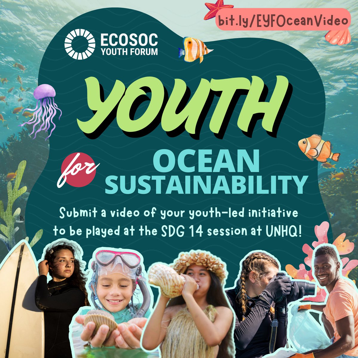 Open Call for Video Submissions: Share your youth-led initiative on ocean sustainability (SDG 14) to be played at UN Headquarters during the ECOSOC Youth Forum! 

➡️ Submission form: bit.ly/EYFOceanVideo
➡️ Filming guidelines: bit.ly/EYFOcean_tipsh…
⏰ Deadline: 20 March,