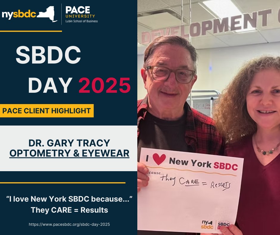 SBDC Day is coming up! 

To celebrate, we’re highlighting some amazing clients and their journeys with the Pace SBDC. Meet Dr. Gary Tracy and stay tuned for more success stories as we count down to SBDC Day! 

#PaceSBDC #SmallBusinessSuccess #SBDCNetwork #PaceU #NYSBDC #SBDCDay