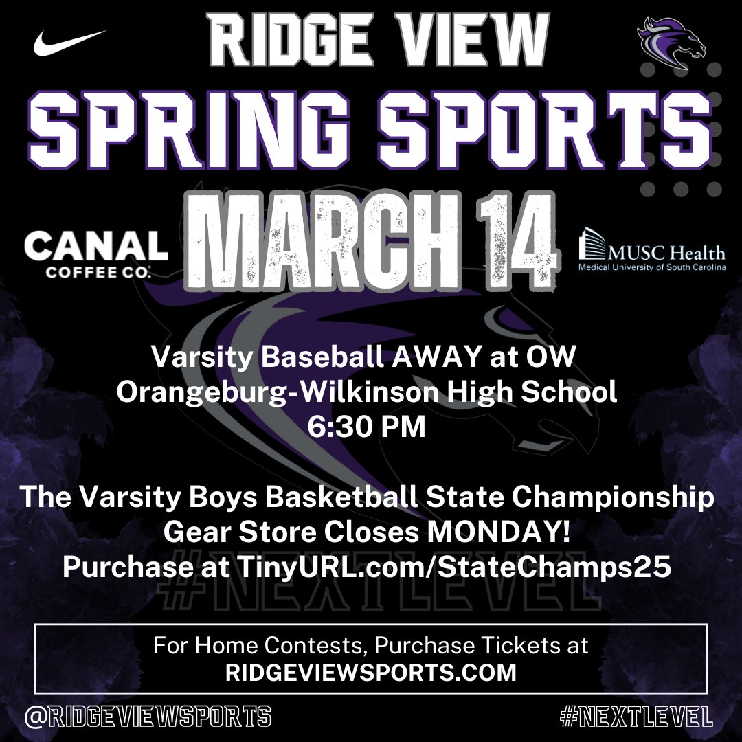 Ridge View Sports (@ridgeviewsports) on Twitter photo Today in <a href="/RidgeViewSports/">Ridge View Sports</a>!
The Ridge View Varsity Boys State Championship gear store closes Monday! Don't miss your chance to own official 2025 State Championship Gear!
Visit TinyURL.com/StateChamps25 to purchase today!
#NextLevel Today in <a href="/RidgeViewSports/">Ridge View Sports</a>!
The Ridge View Varsity Boys State Championship gear store closes Monday! Don't miss your chance to own official 2025 State Championship Gear!
Visit TinyURL.com/StateChamps25 to purchase today!
#NextLevel