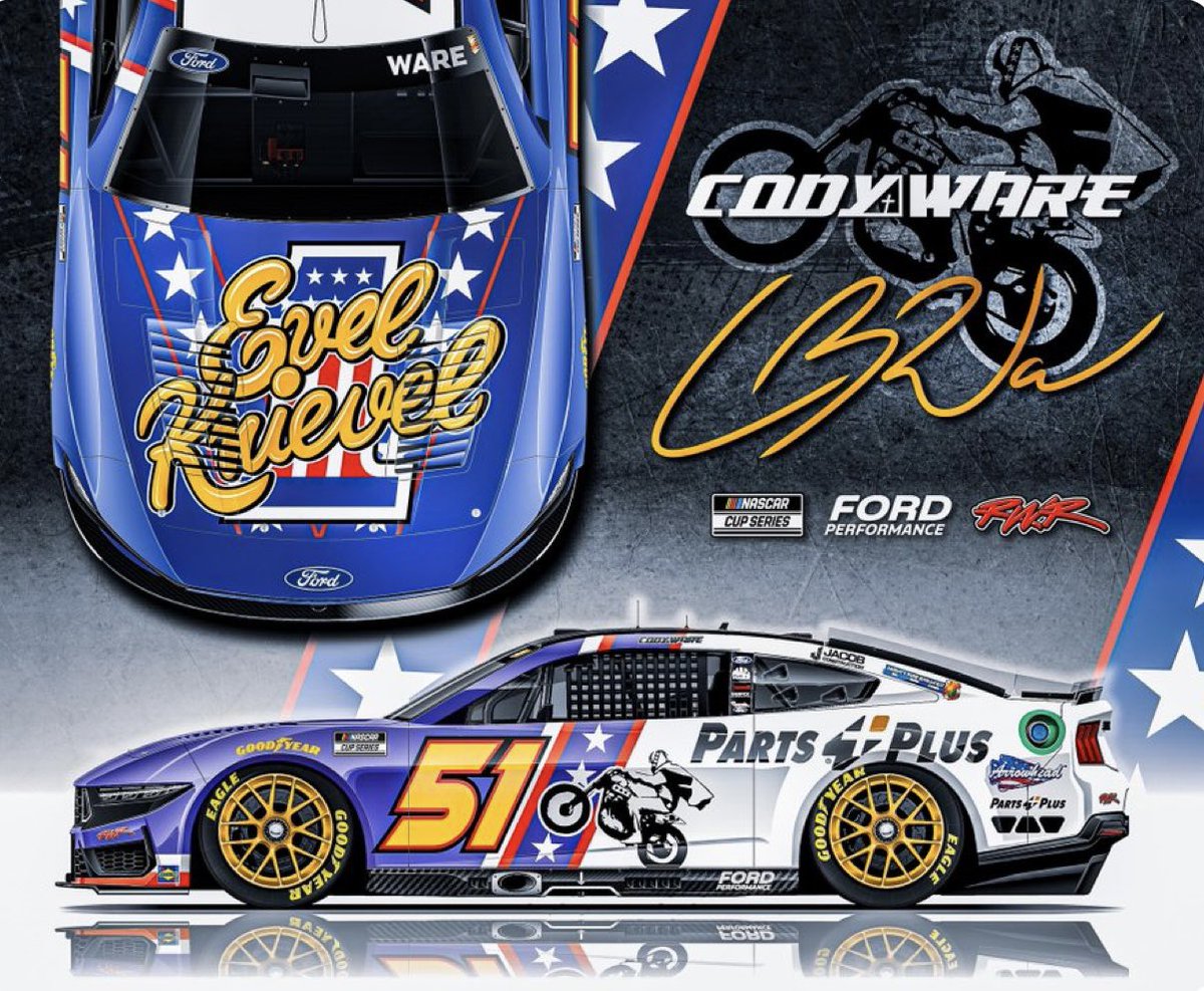 evelknievel's tweet photo. The Legend Returns on the Cup Car! #Evelknievel this weekend @lvmotorspeedway #pennzoil #codyware #rickwareracing #nascar #vegas https://t.co/wOcPFMz25Q