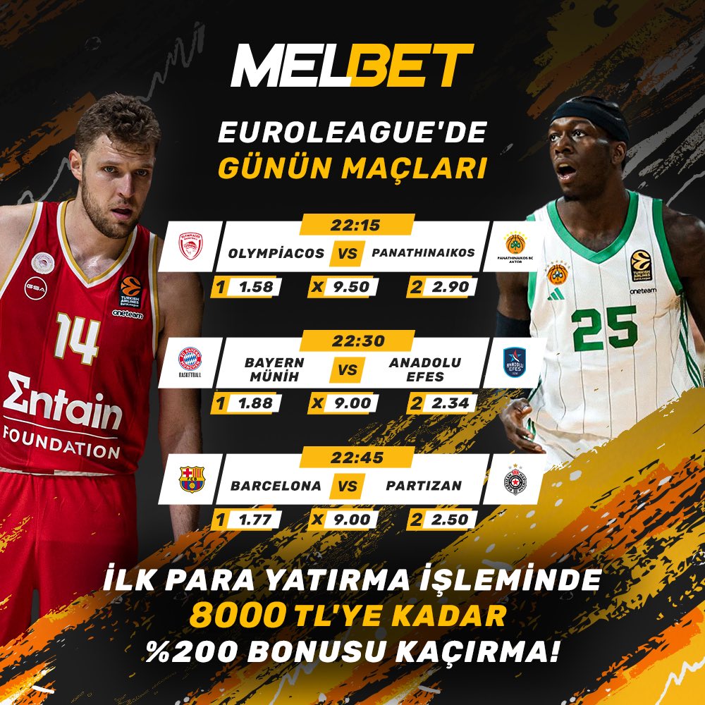 ☄️ EUROLEAGUE’DE HARİKA BÜLTENDE EN YÜKSEK ORANLARLA HEMEN OYNA VE KAZAN: joinmelbet.com/enjoy 

💰 İlk yatırımında 8000₺’ye kadar %200 hoşgeldin bonusu fırsatını kaçırma!
⚡️ Promokod’unu kullanarak ilk yatırımında %50 ekstra bonus seni bekliyor: ml_1114587