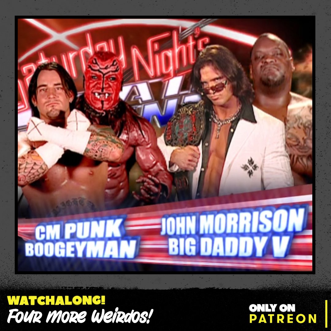 Next time someone says that wrestling is fake, you show them this match, and they will never talk to you again. Win win. #TheBoogeyman &amp; #CMPunk vs #JohnMorrison &amp; #BigDaddyV from #WWE #SaturdayNightsMainEvent from 8/18/2007.

Listen ->> patreon.com/posts/watchalo…

##ecw #watchalong
