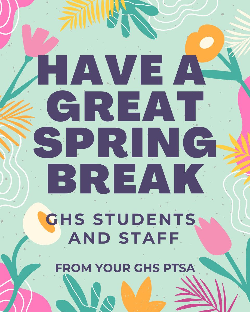 GlendalePtsa's tweet photo. Have a safe and happy Spring Break Falcons!
#ghsptsa #glendaleptsa #flockisfamily https://t.co/RZgmGUs1so