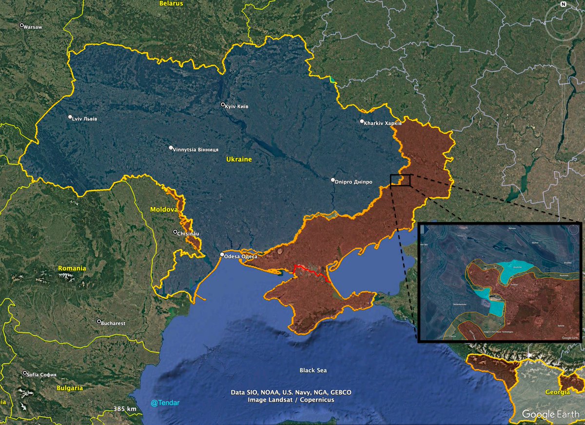 There is not a single area where Ukrainian soldiers are even remotely in danger of being encircled.

Instead, there is one combat area where an encirclement is happening and this in Toretsk, where Russian forces are about to be cut off in the West of the town, if they didn't have