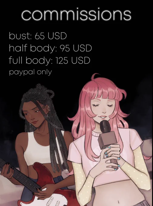 commissions are open!  if interested, please answer to this google forms with more information about the   