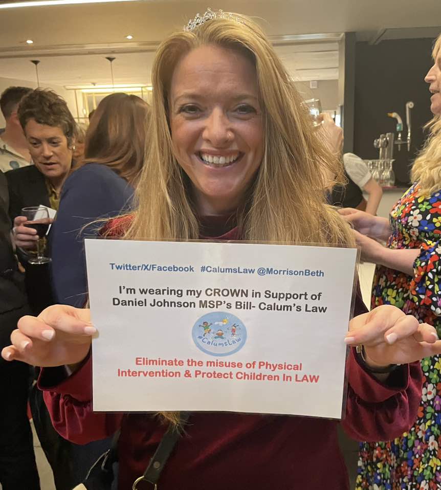 MorrisonBeth's tweet photo. Wearing their crowns for #CalumsLaw

Support the campaign to introduce a law to protect children from the misuse of restraint and seclusion 

All children 
All settings 

#membersbill https://t.co/5LvQ7J7jMw