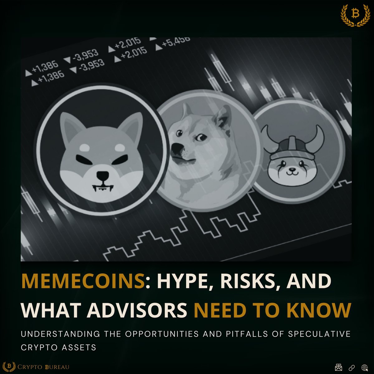 Crypto_Bureau_'s tweet image. Memecoins are driven by hype, social media, and speculation, offering high rewards but extreme risks.

Advisors must navigate client inquiries with a clear understanding of their volatility and legal status.

#CryptoAdvisors #Memecoins #CryptoInvesting #Blockchain #Trading…