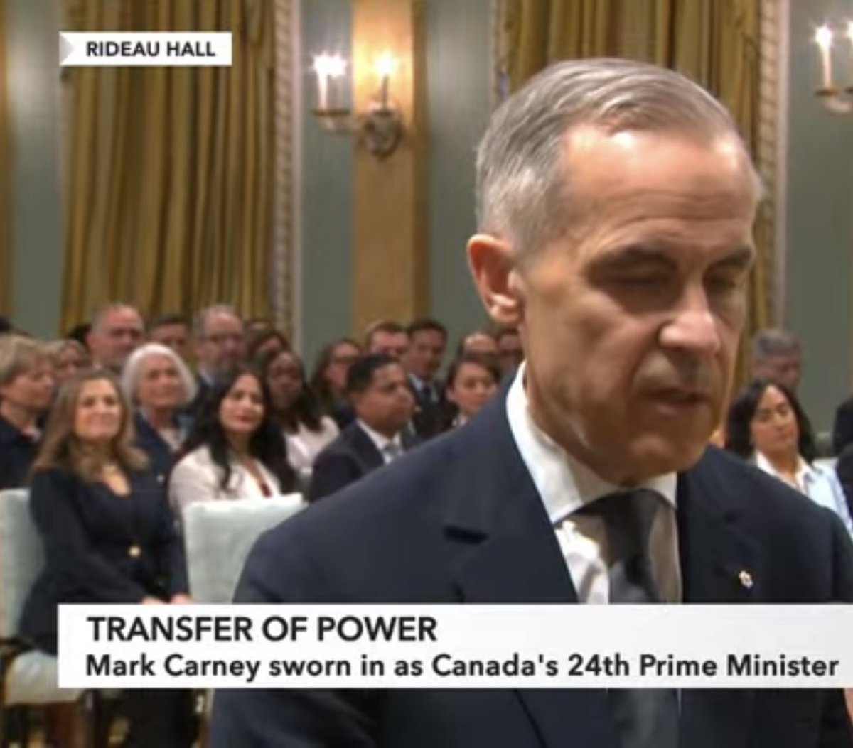 StaceyMonette27's tweet image. Chrystia Freeland, sitting there looking proud &amp;amp; as pleased as punch, knowing she successfully pulled off her part installing the godfather of her child as Prime Minister.