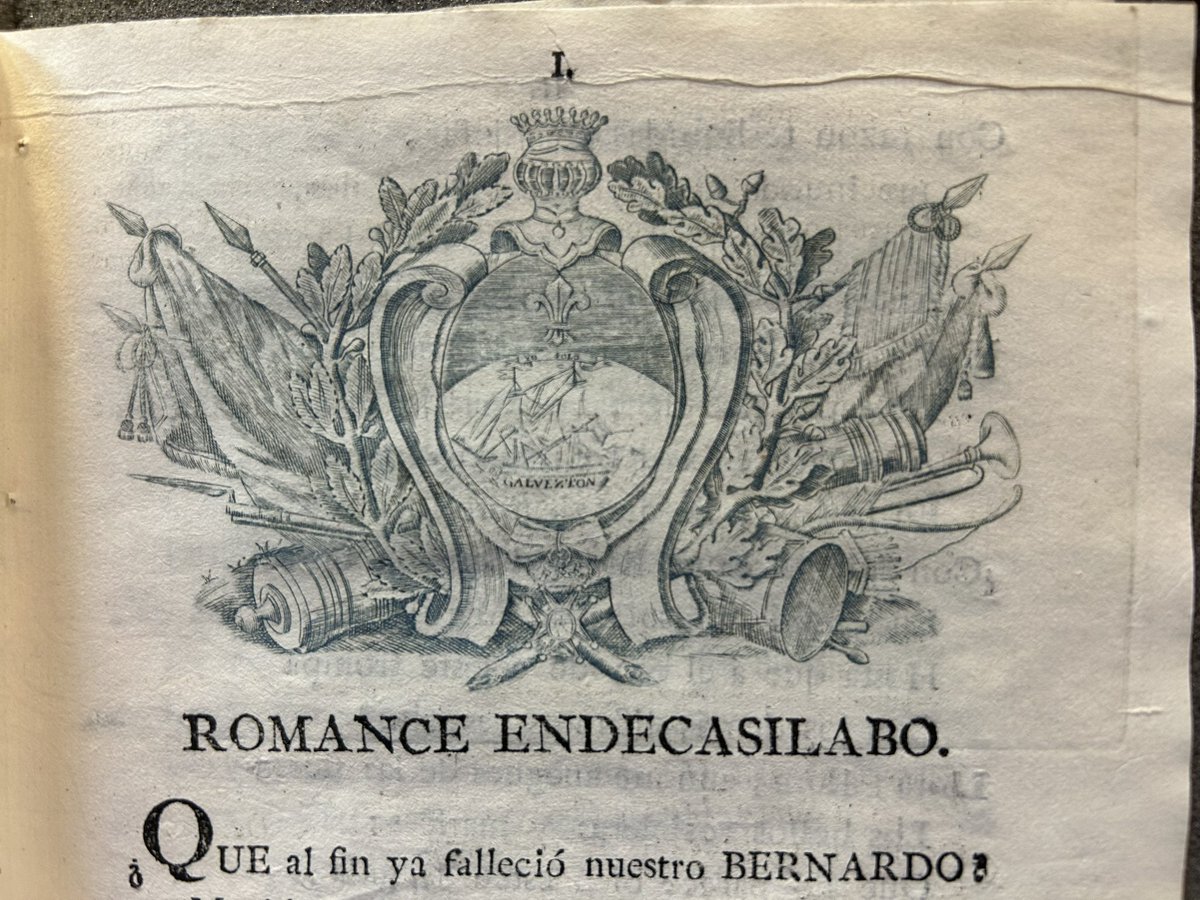 El escudo de armas de mi sobrino, Bernardo de Gálvez, en un impreso de 1787 que ya no me tocaría ver. #galvezatlehigh