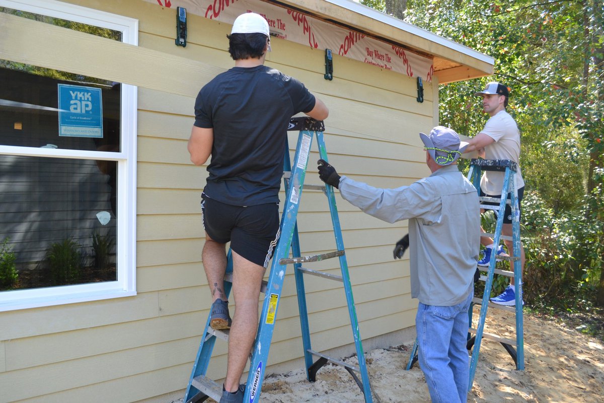 Enjoyed building up the community the other day with my teammates and Habitat for Humanity. There's a spot for you on the next build. Sign up now: alachuahabitat.org/volunteer @FL_Victorious #FVFoundation