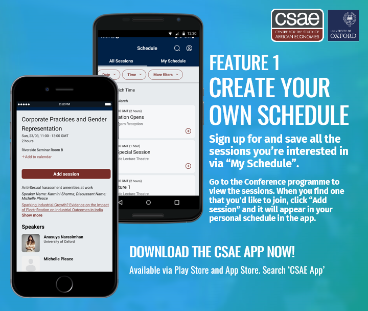 Attention anyone attending #OxCSAE2025 next week! Have you downloaded the CSAE App yet📲? 

FEATURE 1️⃣ Create your own schedule
Save all of the  sessions you want to attend in "My Schedule" to make sure you don't miss anything.

ℹ️Find out more cvent.me/X5v04Z