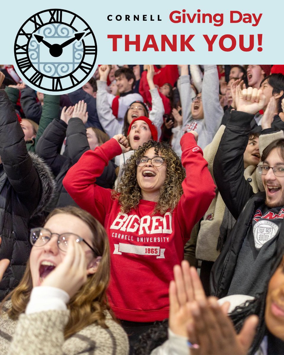 What an amazing Cornell Giving Day! It wouldn’t have been possible without your generosity. THANK YOU for making a difference for Cornell students and faculty! ❤️🐻