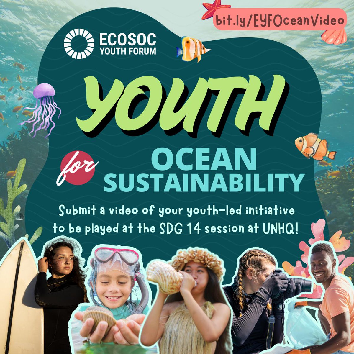 Oceans_Voice's tweet photo. 🌊 Open Call for Video Submissions for a chance to be featured at the UN ECOSOC Youth Forum! 🌊

🎥 Selected submissions will be shown at the UN on 15 April.

📅 Deadline: 20th March, 23:59 EST
📋 How to Submit: https://t.co/k6BcJRPtRU
#SDG14 #YouthForOceans #ECOSOCYouth https://t.co/lUcBhytCJJ