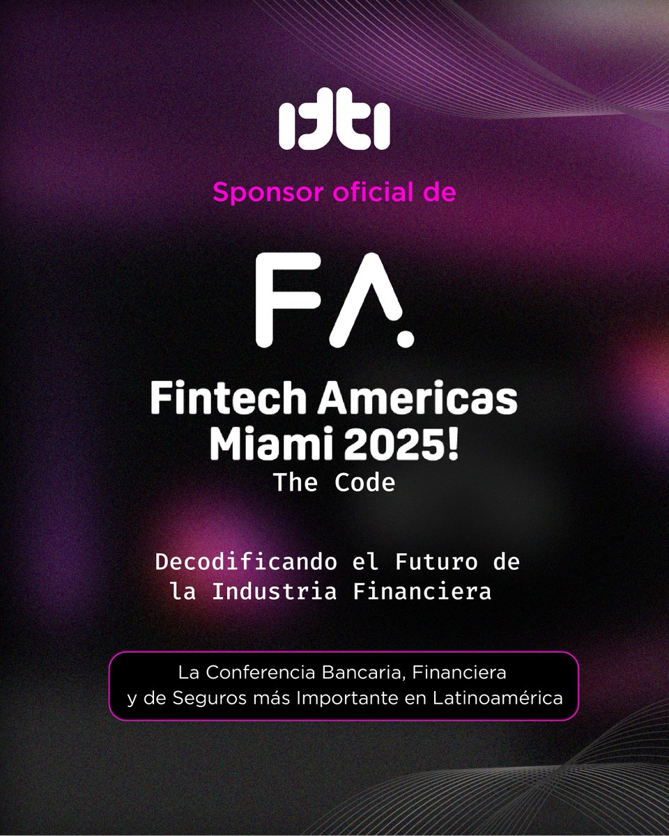 ¡itti sponsor oficial en Fintech Americas 2025! 🇵🇾🚀

Estamos listos para ser parte del evento que reúne a los líderes en innovación financiera de Latinoamérica.

Este 18 al 20 de marzo, llegamos a Miami para mostrar al mundo soluciones tecnológicas creadas con talento paraguayo