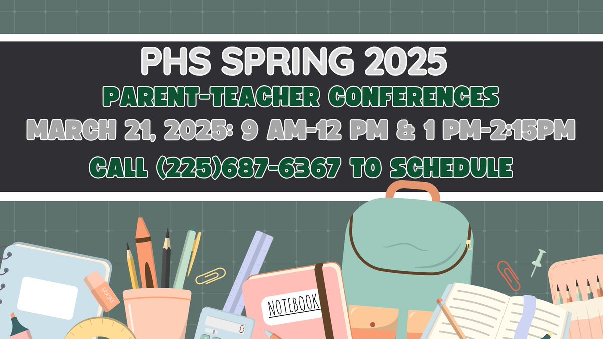 We are moving into the final 9 weeks of this year and are excited for what is still to come. To make sure everyone is on track to move into the next grade level, PHS will host Parent-Teacher Conference on March 21st. This is a PD Day with no students on campus. 
#PHPride