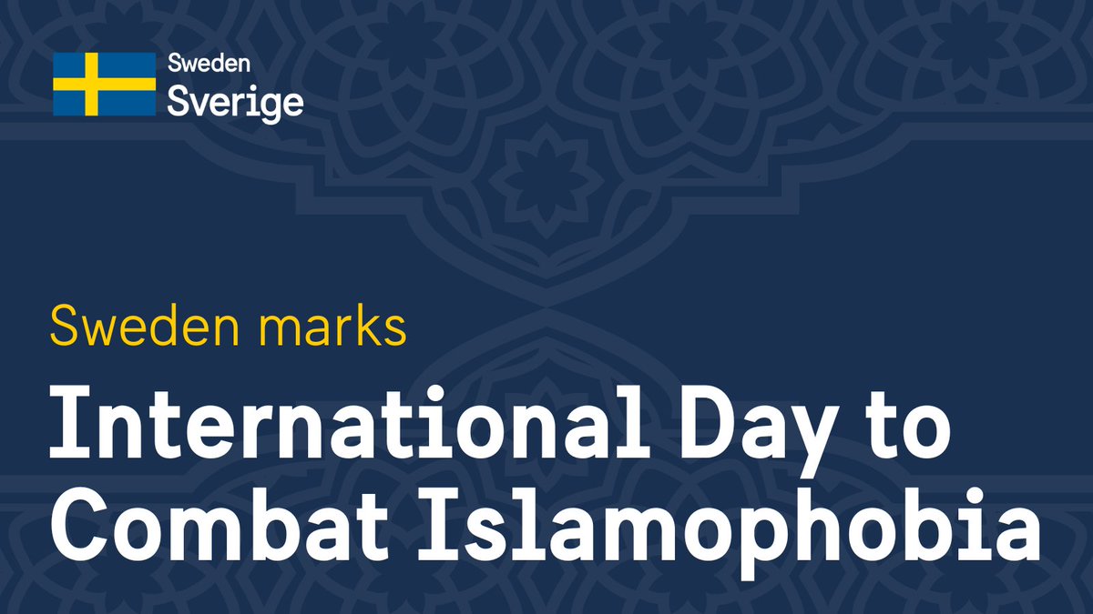 On 15 March, we observe the International Day to Combat Islamophobia.
Sweden works to combat all forms of racism, including Islamophobia. 

Read more about the Government’s efforts against racism and the action plan to combat anti-Muslim racism and hate crime⬇️
