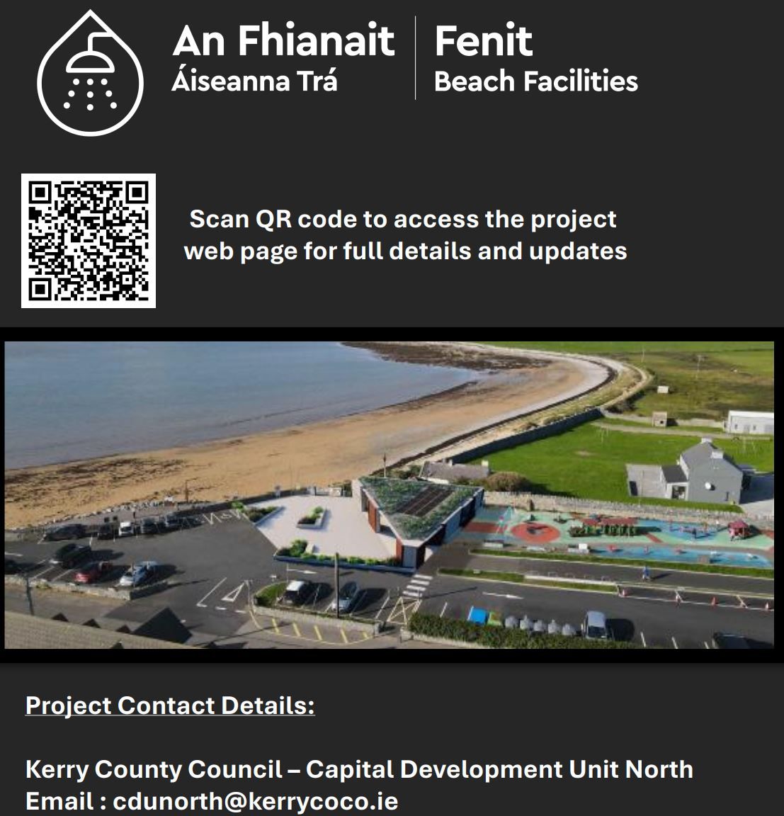 Kerry County Council is delighted to announce that works will commence on Fenit Beach Facilties in April 2025. The new facility will provide showers, changing and toilet facilities, storage, induction spaces, wash down and orientation points. 
Details at: kerrycoco.ie/fenit-beach-fa…