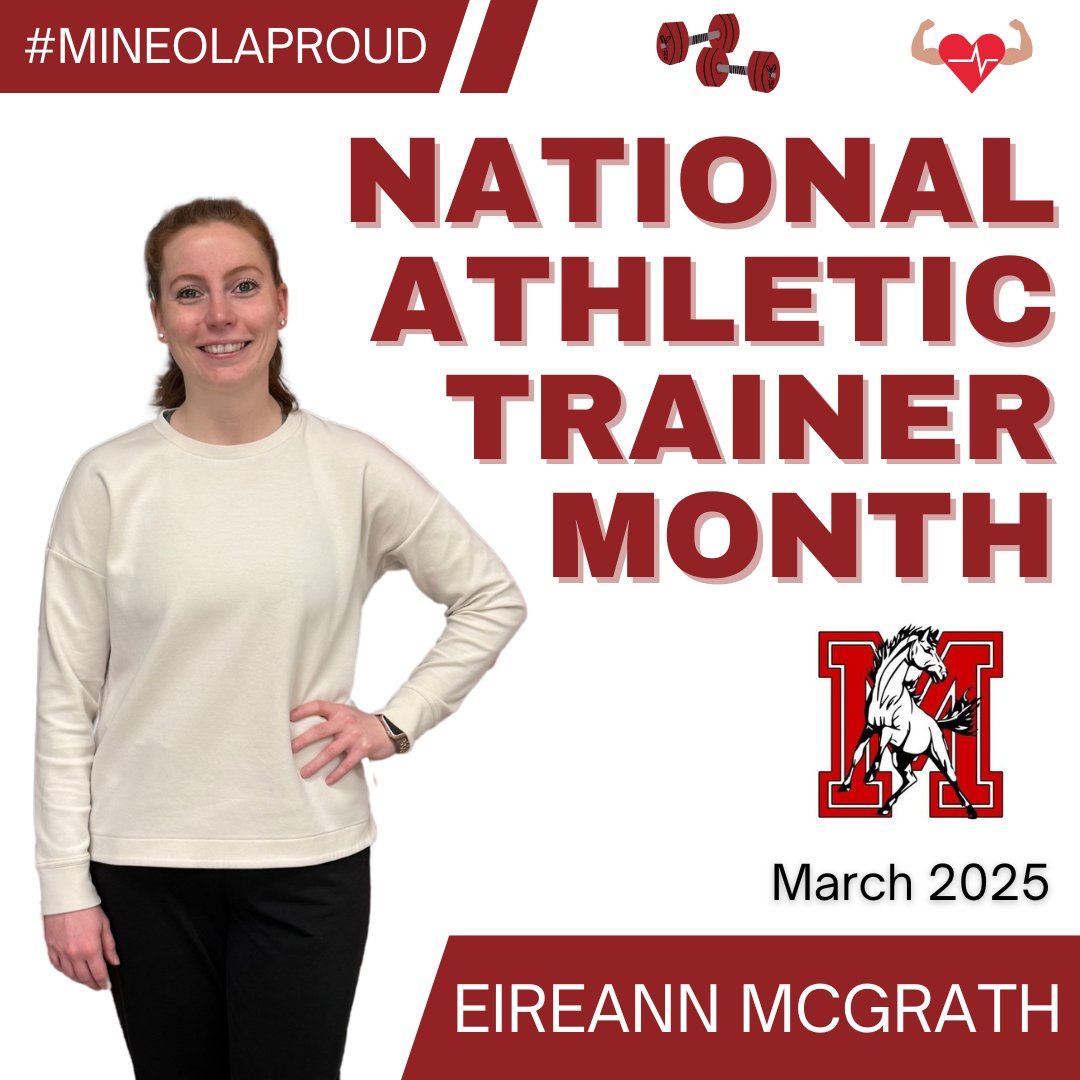March is National Athletic Trainer Month! 👟💪

Shoutout to our amazing athletic trainer, Eireann McGrath, who keeps our athletes healthy, strong, and game-ready! Your hard work, makes all the difference on and off the field. 

#MineolaProud #NationalAthleticTrainerMonth