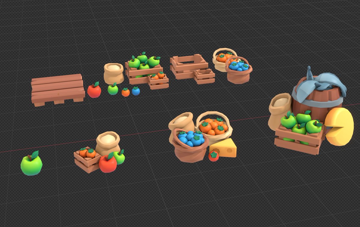 KayLousberg's tweet image. Working on more game assets!
This pack will contain a bunch of resources, in multiple stages. I'm done with metals, gems, and food, lots more to go! :)
#gamedev #indiedev #blender3d