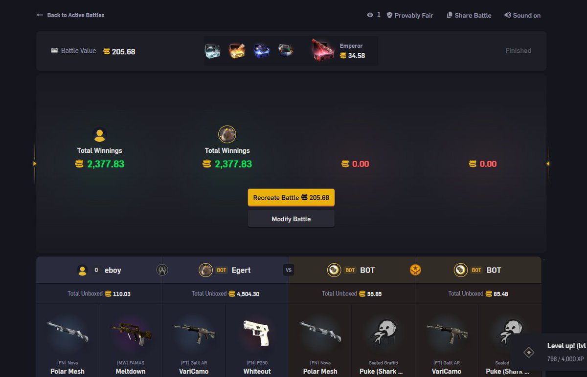 eboy's tweet photo. first battle ever on @CSGOEmpire and this happened 
yeah i like this site 🥳 https://t.co/V3BtjNduAl