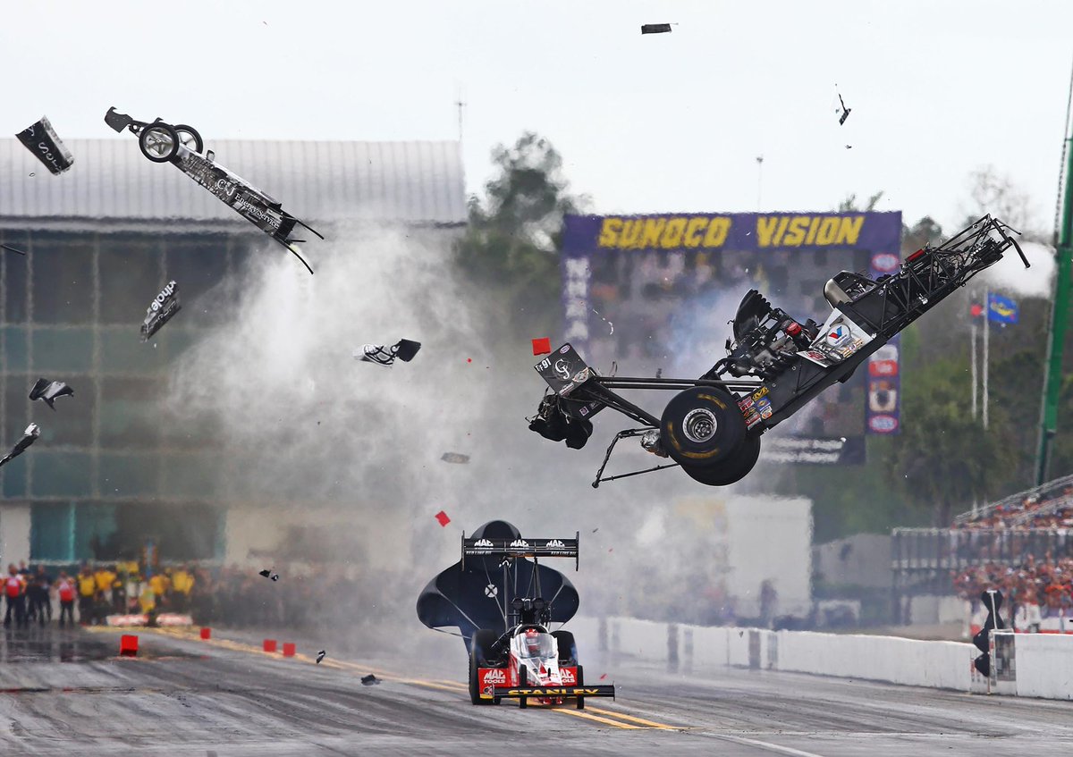 rebilasphoto's tweet photo. 10 years ago today I shot the wildest crash that I’ll ever shoot when #NHRA top fuel driver Larry Dixons dragster snapped in half at over 320mph at @GvilleDragRaces Still can’t believe I shot these photos! 🤯

📸 @rebilasphoto https://t.co/KZ3Cx9nX0V