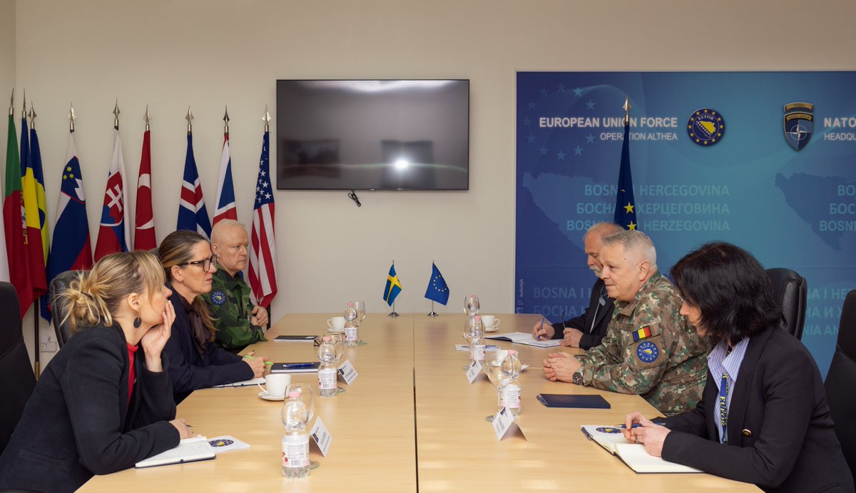 This week, COM EUFOR MG Florin Marian Barbu attended official high-level meetings with H.E. Mr. Henk Van Den Dool - Ambassador of the Kingdom of 🇳🇱 to 🇧🇦, H.E. Ms. Helena Lagerlöf – Ambassador of 🇸🇪 to 🇧🇦 and H.E. Mr. Toshihiro Aiki – Ambassador of 🇯🇵 to 🇧🇦.