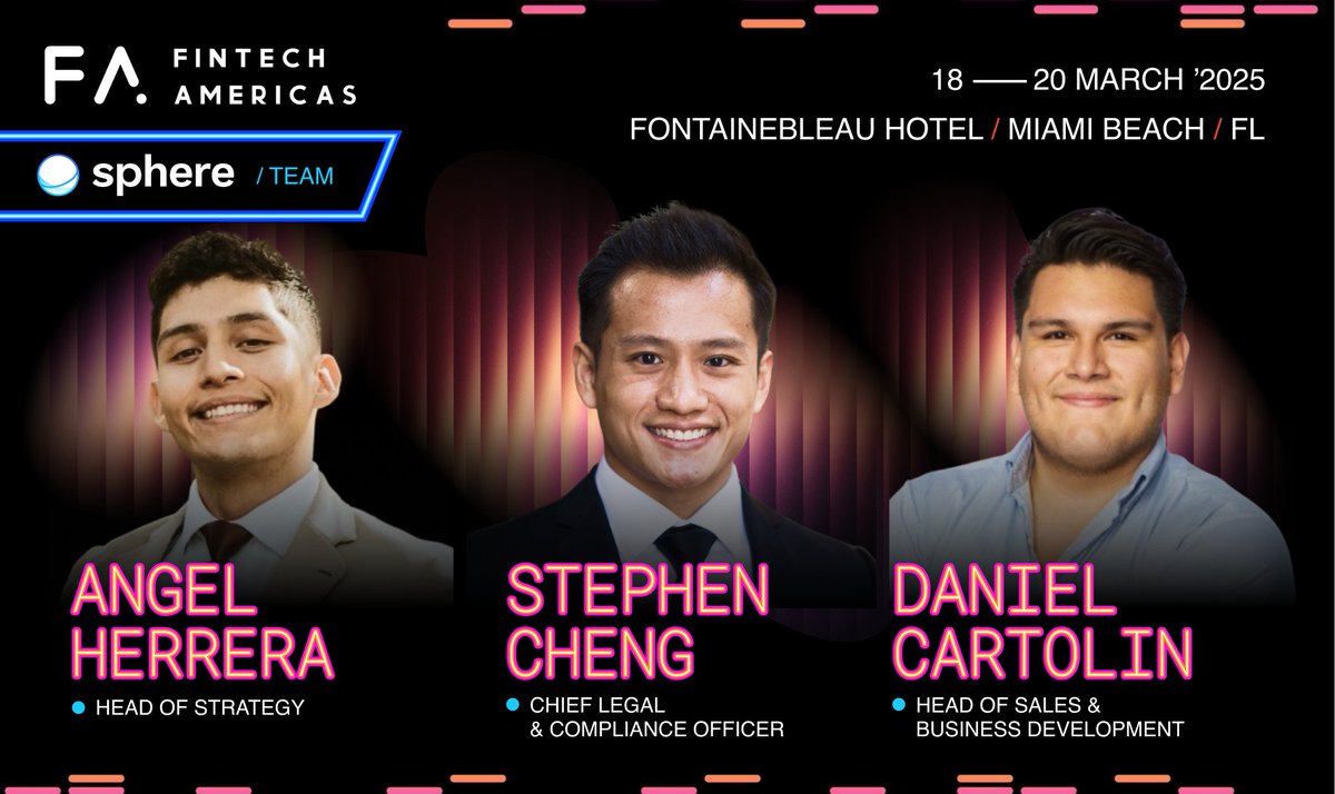 We’re sending the Sphere Big 3️⃣ to Miami for @FintechAmericas

Latin America is leading the charge in stablecoin adoption, making the region’s financial systems more agile, efficient, and resilient.

If you're attending and want to chat about stablecoins, compliance, cross-border
