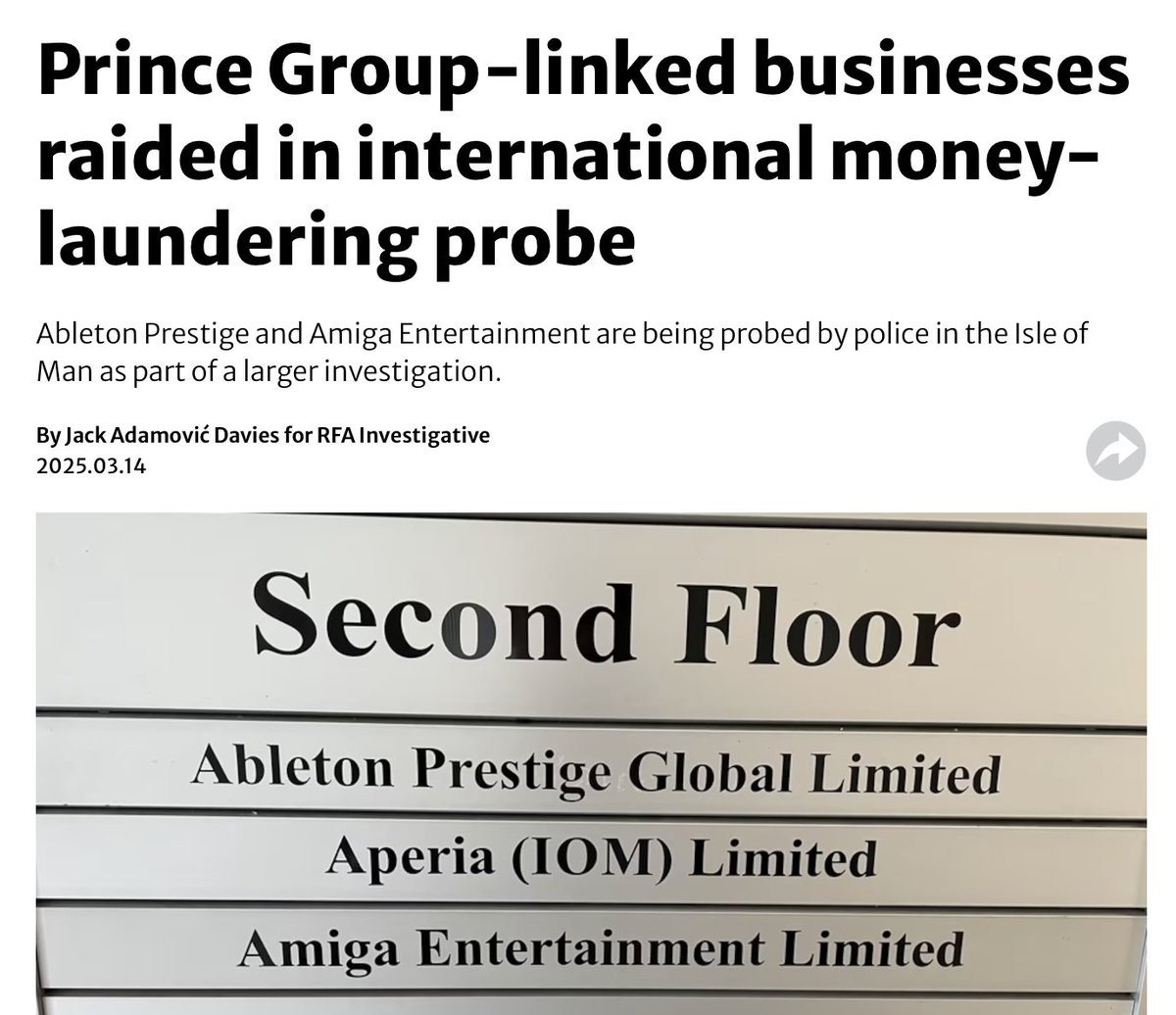 NEW: Police raided companies owned by Prince Group's Chen Zhi on Wednesday as part of a "large-scale international money laundering investigation."

When I reported last Feb on allegations these firms had been used for money laundering Prince took out ads attacking my character.